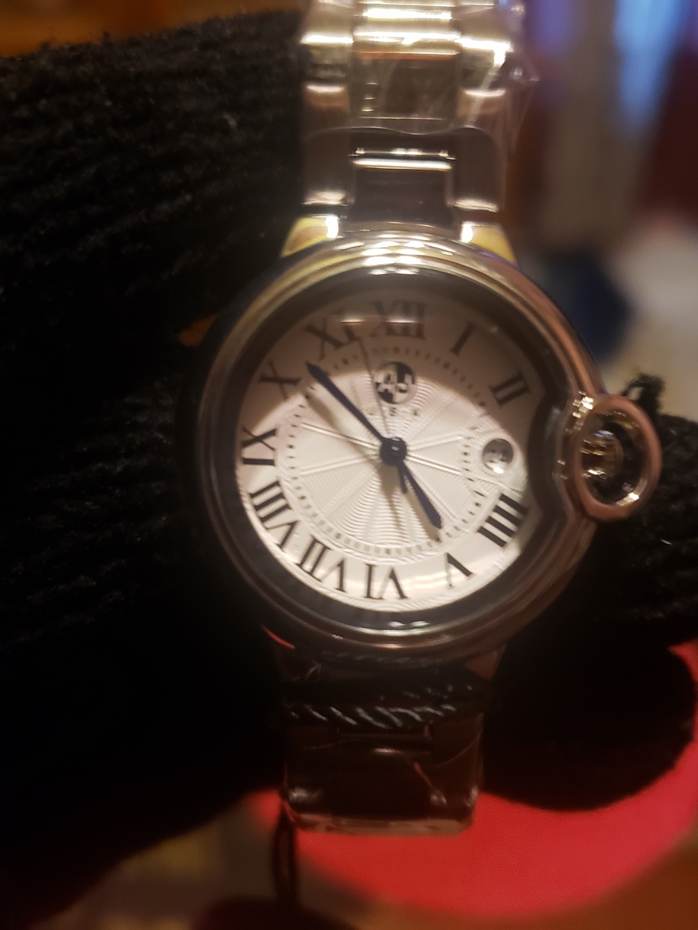 Silver Round Roman Numeral Bracelet Watch - White Dial